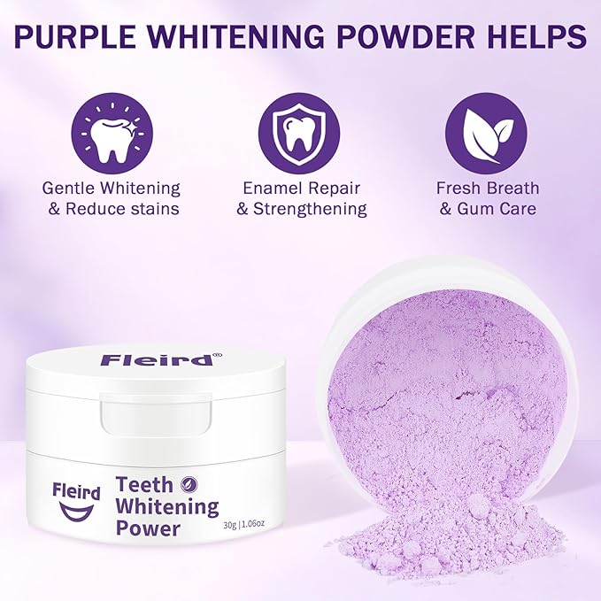 Teeth Whitening Powder, 2PCS Purple Toothpaste Whitening Powder | Teeth Whitening & Removes Stains & Breath Freshener | Hydroxyapatite, R5X Remineralizing for Coffee, Tea, Food, Wine, Tobacco Stains