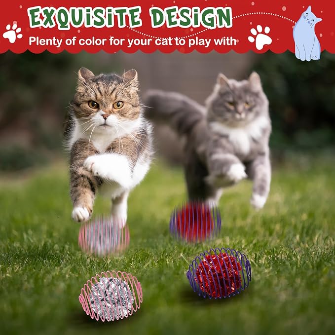 Jecery 5 Pcs Cat Toys Spring,Crinkle Ball,Multicolor