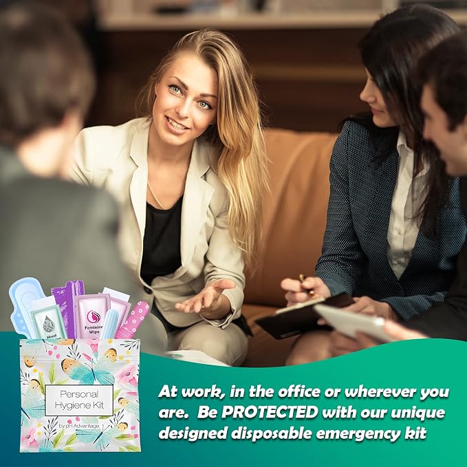 Menstrual Kit All-in-One 10 Pack | Convenience on The Go | Period Kit Pack for Travelling, Tweens & Teenager | Individually Wrapped Feminine Hygiene Product (Butterflies)