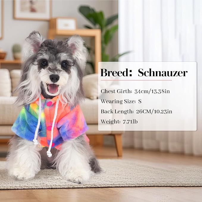 Dog Hoodie Tie Dye Dog Sweatshirt Chic Winter Clothes Ultra-Soft Warm Sweaters for Small Medium Dogs Fashion Pet Clothes for Dogs (Multicolor, M (Back: 12.99",Chest: 17.71", Neck: 14.96"))