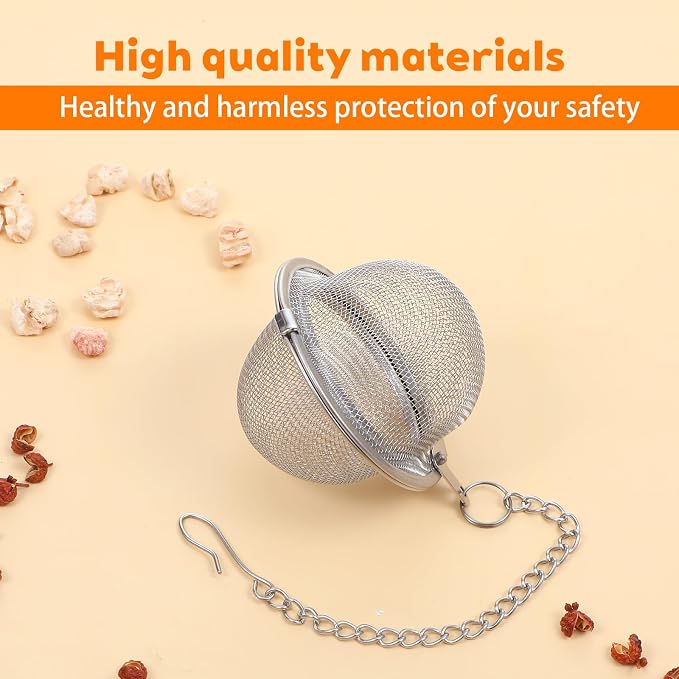 20Pcs Stainless Steel Mesh Tea Ball, 2 inches Tea Strainers, Loose Leaf Teas Infuser, Strainer Filters for Leaf Teas, Flavoring Herbal Spices, Seasonings