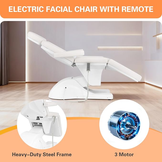 Electric Tattoo Chair with 3 Motors for Esthetician, Height Adjustable Facial Bed for Client, 660Lbs Capacity Facial Massage Bed for Beauty Spa