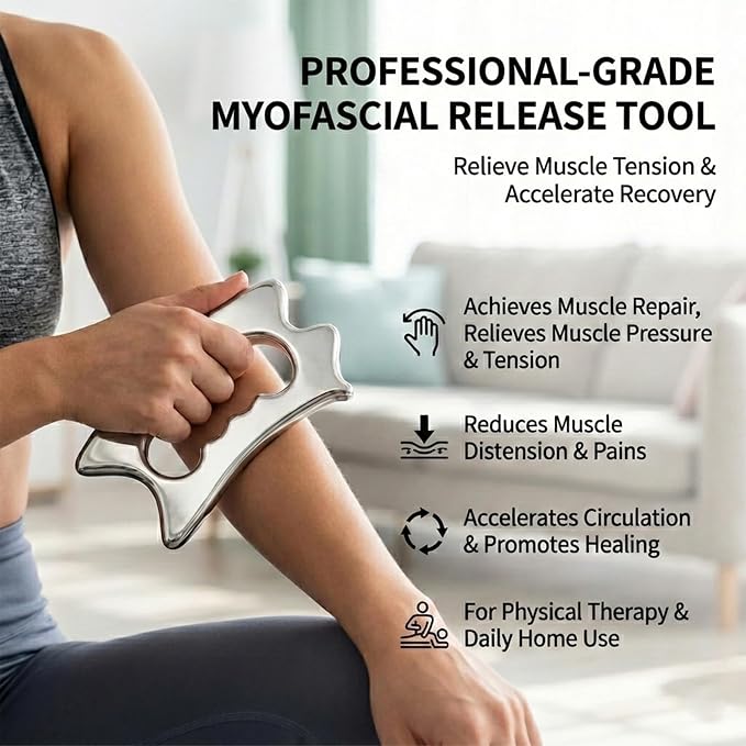 Muscle Scraper Tool Stainless Steel, Gua sha Tool Set for Full Body, Metal Myofascial Release Tool, Scraping Tool Physical Therapy Equipment, Deep Tissue Massager Fascia Scraper (D Scrapper)