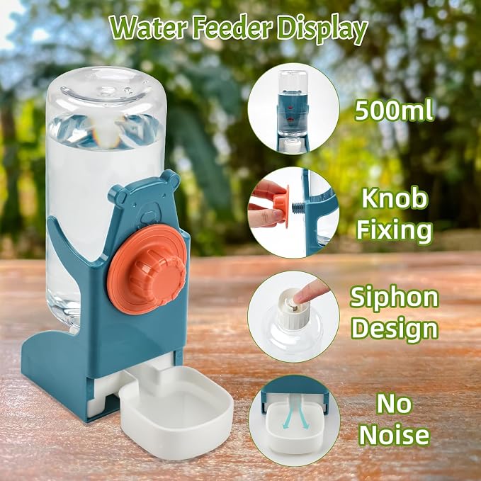 Rypet No-Mess Bird Feeder and Water Dispenser Set for Small Birds | Automatic Bird Feeder, Transparent Acrylic Food Container, Helps Reduce Seed Scatter, for Parakeet Cockatiel Parrot Canary