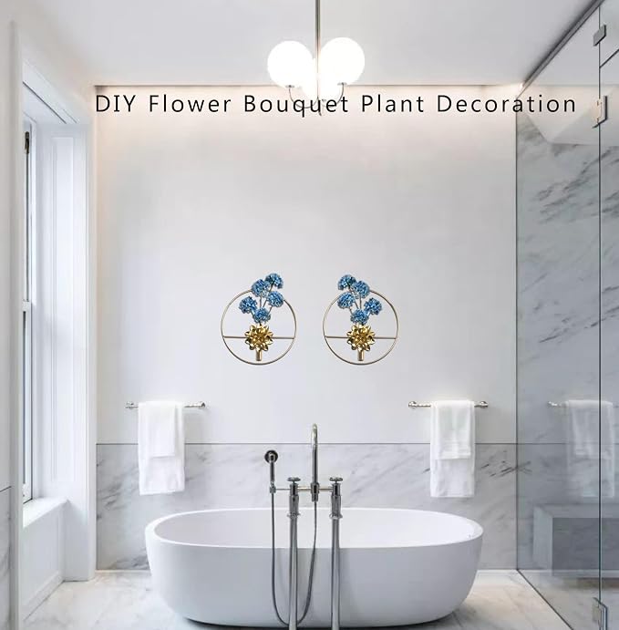 M-dazzling Gold Wall Decor Hanging Planters with Pampas Pretty Wall Decor Boho Plant Wall Decor; Metal Wall Hanging Vase;Living Room, Bedroom, Bathroom, Dining room,Plant Wall-Mounted Decor