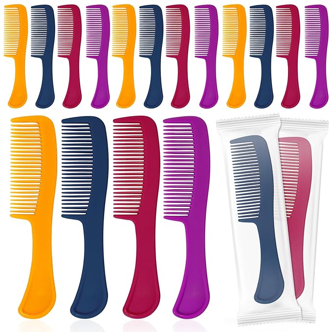 Combs Bulk Individually Wrapped Pocket Travel Hair Combs for Women, Men and Kids, Bulk Comb for Homeless Hotel Shelter Home Charity(purple, raspberry, yellow, blue, Pack of 250)