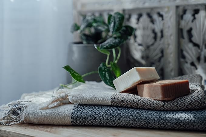 BAY LAUREL Turkish Hand Towel – Pack of 2 | Soft & Absorbent Decorative Towels for Bathroom, Hand, Face, Hair, Gym, Yoga, SPA, Kitchen & Tea | Boho Decor (Light Blue, Diamond 16x40 Inches (Set of 2)