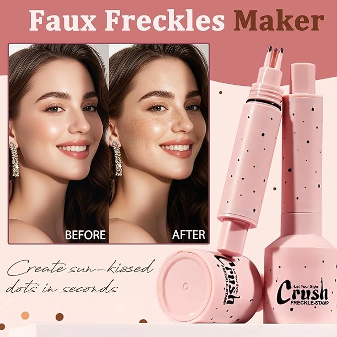 Faux Freckle Stamp for Girls and Women,Long Lasting Quick-drying Waterproof 5 Points Freckle Pen,Get Natural Lifelike Sunkissed Face Freckle Makeup Gift on Birthdays 01 Light