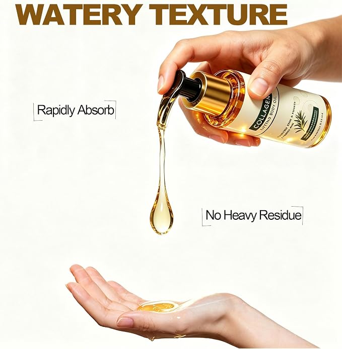 Collagen Oil for Skin Tightening, Anti-Cellulite Massage Oil for Firming & Hydratinng & Lifting Crepey Abdomen/Belly/Thighs/Butt, Light-Weight After-Shower Body Care| 100ML