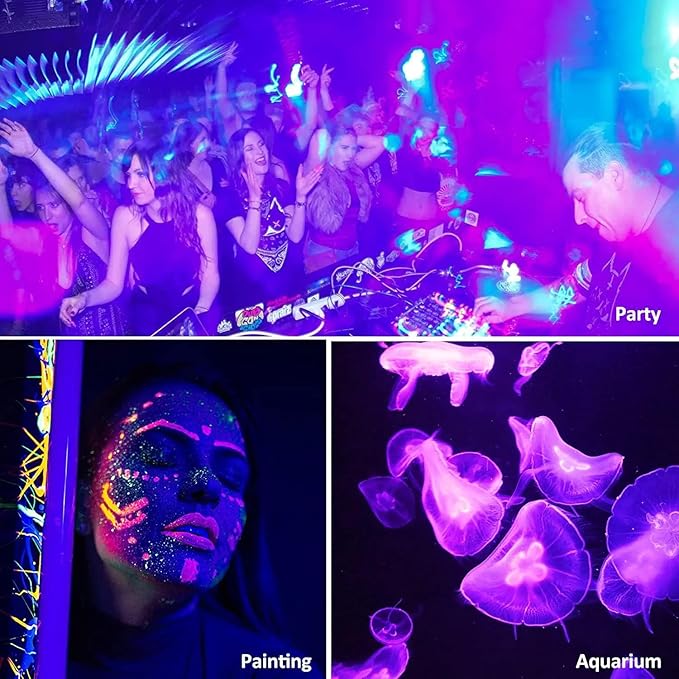 600W 4 Pack LED Black Light,395nm to 405nm LED UV Blacklight, IP66 Waterproof Black Flood Light Outdoor with Plug and SwitchNeon Glow for Glow Party, Halloween, Fluorescent Poster, Body Paint