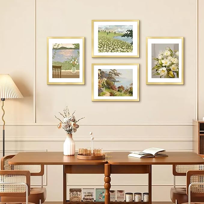 11x14 Picture Frame Bulk-6 Pack, Photo Frame with HD Plexiglass, Display Pictures 8x10 with Mat or 11x14 Without Mat, Gold Picture Frames Collage Wall Decor