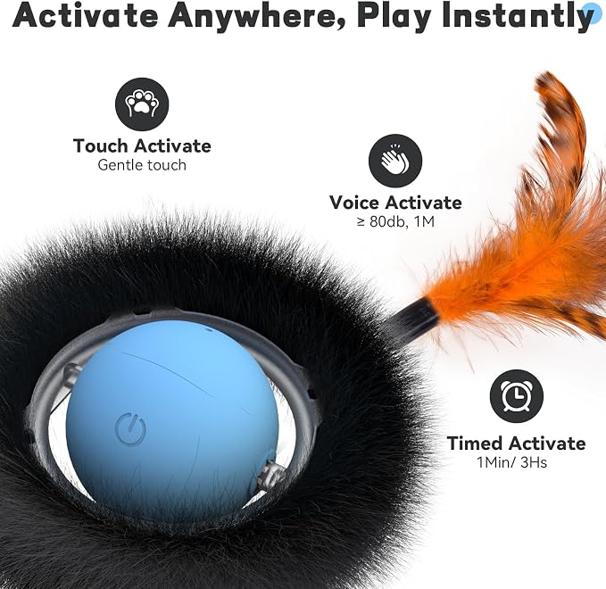 Interactive Cat Toy for Indoor Cats, Motion Activated Ball &7-Hole Maze Mat | Hide and Seek Exercise Game for Indoor Cats, Automatic Moving Cat Ball in Pouch, Rechargeable Kitten Toys (Starry Night)