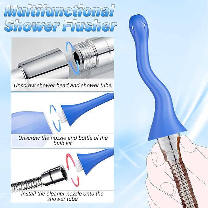 Enema Anal Douches for Men Women - Enema Bulb with Bendable Silicone Nozzles for Men Women Colon Cleanse, Anti Backflow Shower Douche Enema Kit with Lube, Anal Cleansing Feminine Care Douche Bottles