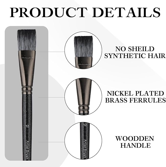 12 Pcs Professional Acrylic Artist Painting Brush Face Paint Brush Set Body Art Makeup Kit for Oil Watercolor Gouache Face Rock Canvas Halloween Cosplay Party Kids Adult Drawing Crafts Supplies