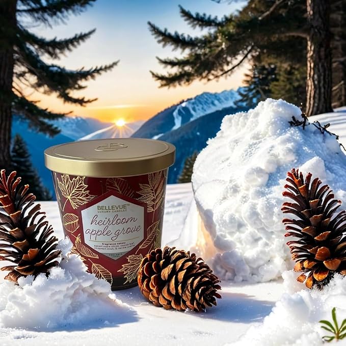 Bellevue Luxury Candles, 12 OZ Fragranced Candle, Soy Blend Wax, Essential Oils, Long-Lasting Burn, Home Fragrances, Aromatherapy Home Scented Candles Scent Heirloom APPLEGROVE
