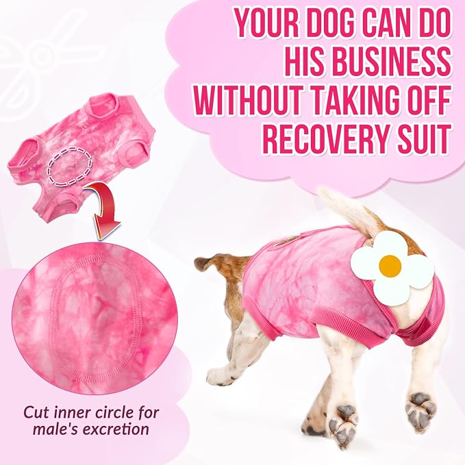 Lukovee Recovery Suit for Dogs, Onesie Spay Neuter Surgery Suit Female Male | Soft Cotton, Easy On Off, Abdominal Wounds Prevent Licking, Prevent Licking Wounds, Cone E-Collar Alternative (Pink, 2XL)
