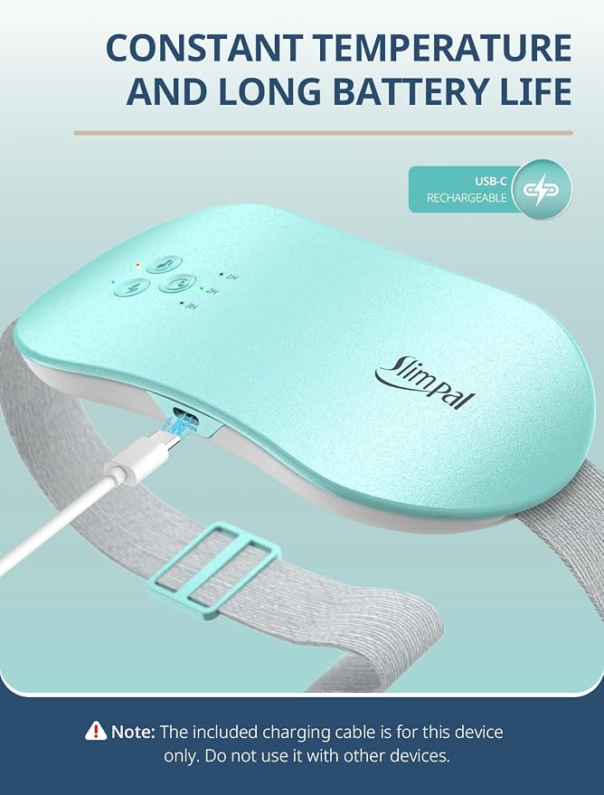 Slimpal Portable Heating Pad for Period Cramps, Electric Cordless Wearable Heat Pad Belt for Menstrual Cramps Relief, 3 Timer Auto Off Setting, Stocking Stuffers Christmas Gifts Her Women Girl, Aqua