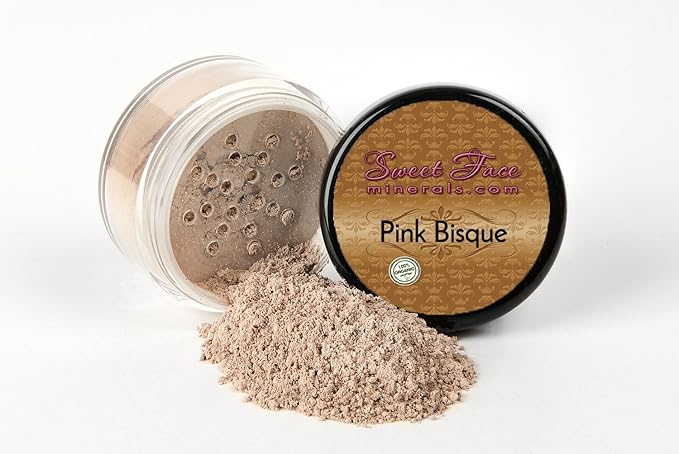 STARTER SET w/SETTING SPRAY MIST (PINK BISQUE) Mineral Makeup Kit Bare Face Matte Sheer Foundation Cover