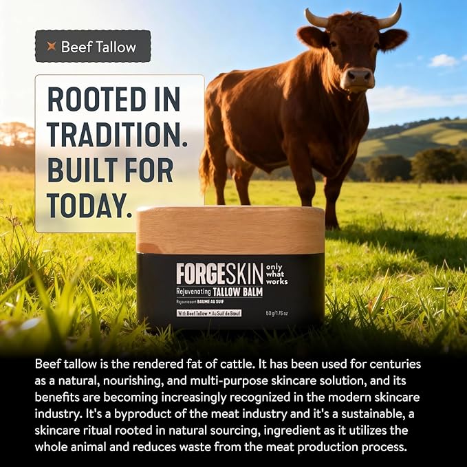 Forge Skin® Wrinkle Defense Beef Tallow Balm for Men [TALLOW-BASED] Moisturizer for Face Hydration - Hydrating AntiAging Skin Cream Natural Facial Skincare Lotion with Essential Oils (1.7oz Each) 6pk