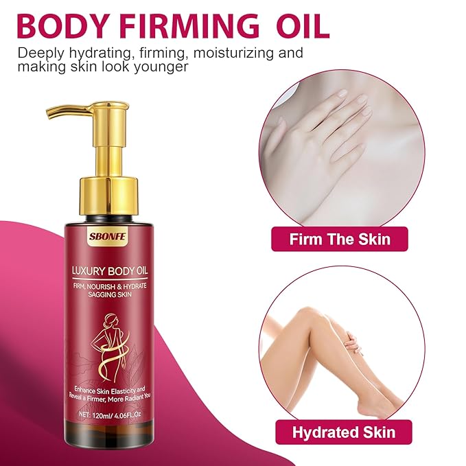 Body Firming Oil for Crepe Skin - After Shower Oil for Women, Tightening & Hydrating Treatment for Arms, Legs, Stomach & Body, Natural Formula for Dry Skin, Lightweight & Non-Greasy, 4.06 FL OZ