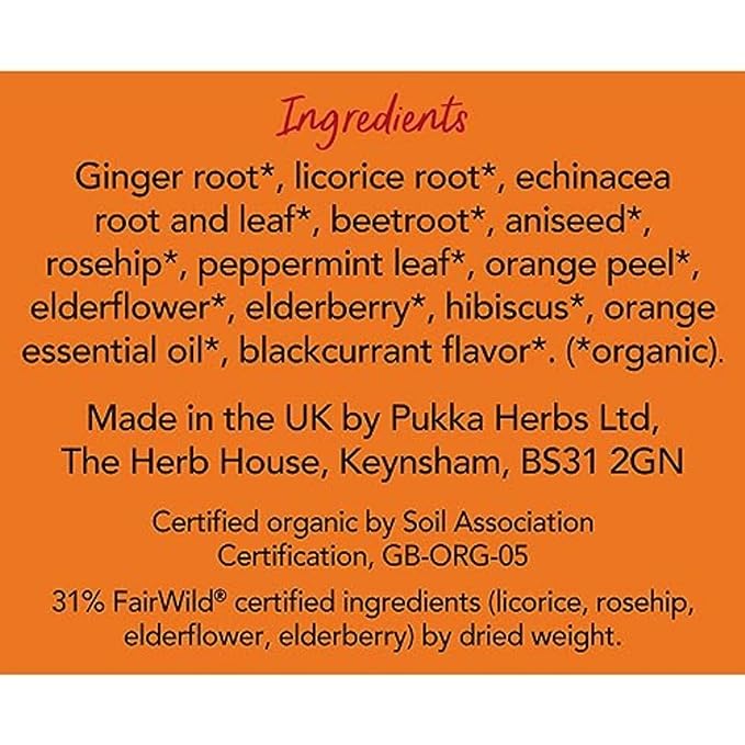 Pukka Elderberry & Echinacea Organic Herbal Tea, Perfect for Wellness Support, Caffeine Free, 80 Total Tea Bags (20ct - Pack of 4)