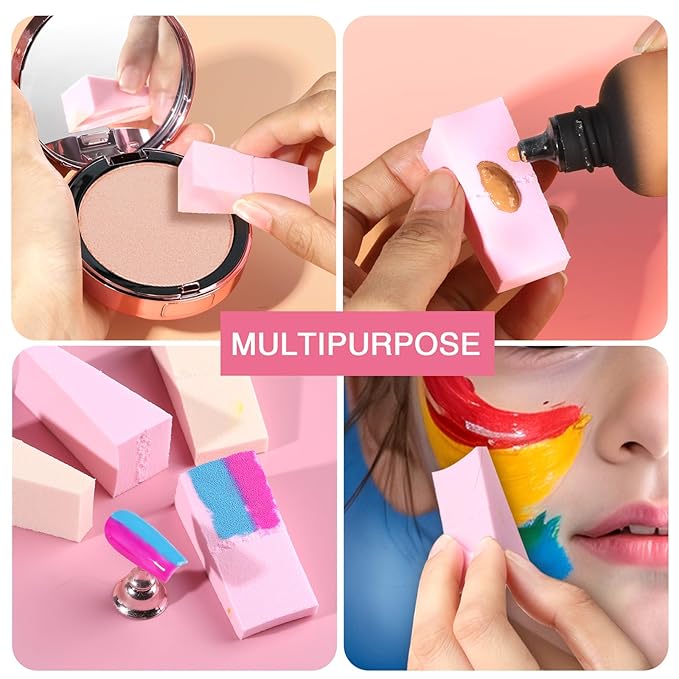 Teenitor 48 Pieces Makeup Sponge Blender For Face Curve Blending, Latex Free Small Wedge Shaped Smooth Apply Beauty Sponge Applicator For Liquid Cream Foundation Festival Makeup