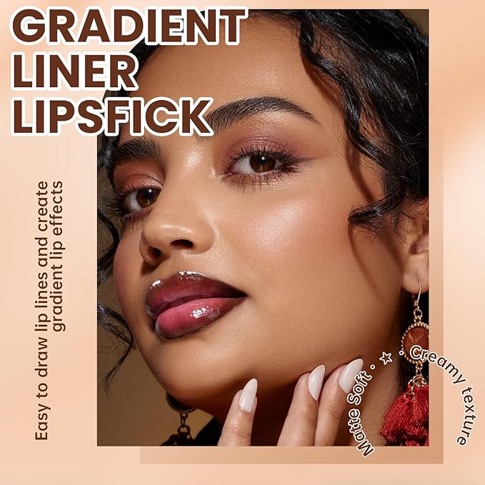 Lip Liner Gloss Set, Red Plumping Lip Liner Lip Pencil Moisturizing Lightweight Lip Gloss Lip Combo, High Shine Glossy Lip Tint Lip Stain Makeup Long Lasting Lip Contour for Women