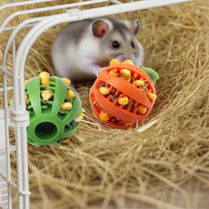 2 PCS Hamster Balls, Hamster Toy Enrichment Foraging Ball, Guinea Pig Maze Intellectual Toys Treat Balls, Snack Hidden Dispenser, Small Animals Slow Feeder for Guinea Pigs Rats Rabbits