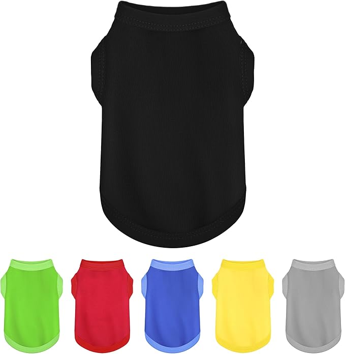 Elevate Your Dog's Fashion Quotient with Colorful and Breathable Sleeveless Cotton Shirts! Perfect Pet Apparel for Small to Medium Dogs Black XS