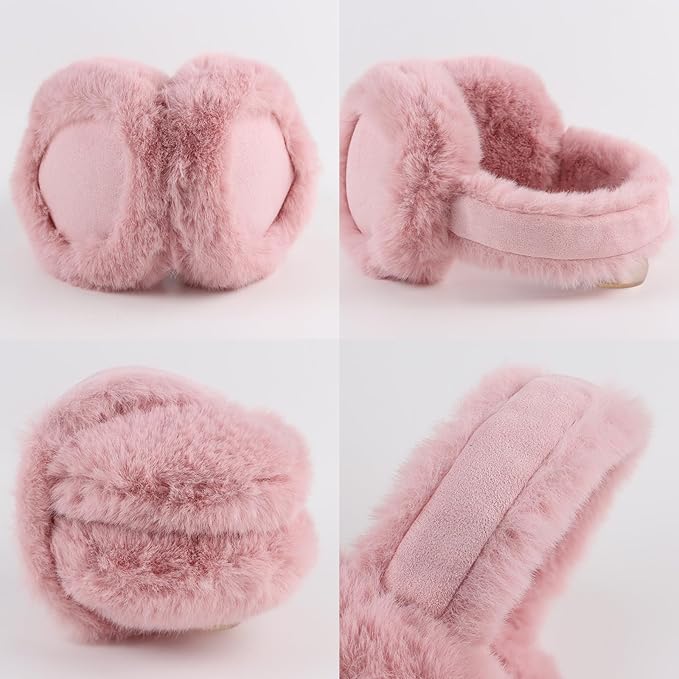 Zsedrut Winter Women Earmuff Foldable Ear Warmer Fluffy Ear Cover Warm Outdoor