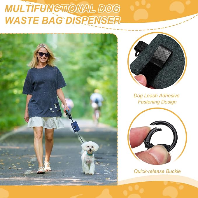 Dog Poop Bag Holder, Pet Waste Bag Dispenser Dog Treat Pouch with Zipper Oxford Cloth Portable Reusable Easy Cleanup(2Pcs, Gray/Black), Intended for Outdoor/Travel/Walking