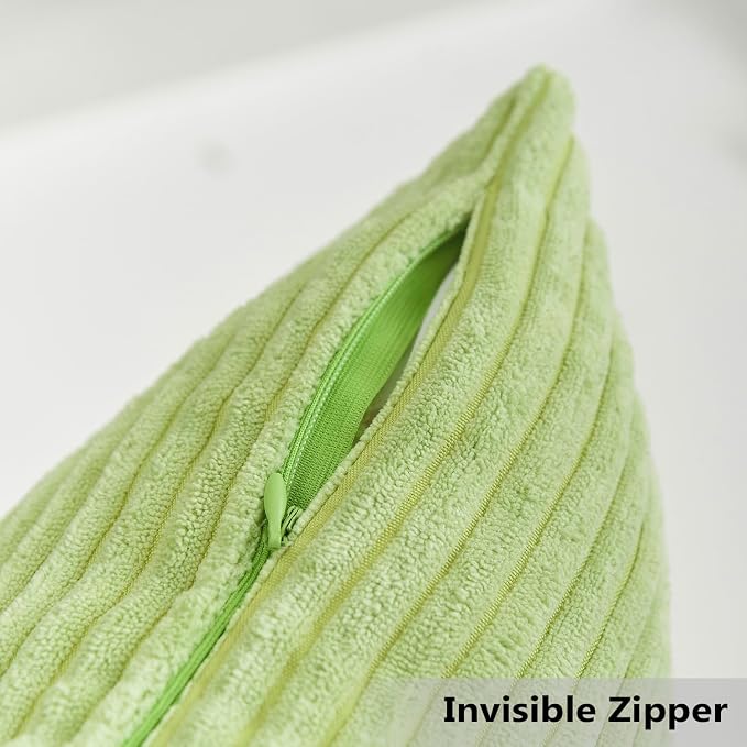 Home Brilliant Pillow Cover 12x20 Green Lumber Throw Pillow Cover for Summer Bedroom Couch Decor Decorative Pillowcase Striped Velvet Soft, Apple Green