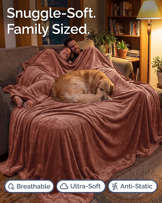 Ultra Soft Fleece Blanket Giant Blanket Size - Flannel Fleece Luxury Blanket - Lightweight for Couch Bed Chair - Thick, Warm and Breathable - All Season Cozy, Mocha Mousse