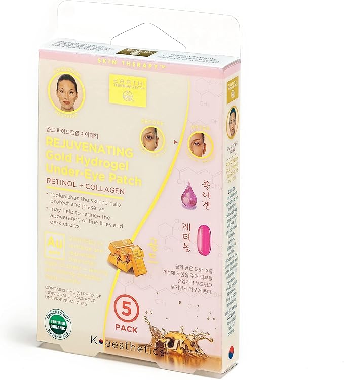 Earth Therapeutics Recovery Gold Hydrogel Under-Eye Patch – Retinol + Collagen (5 Pairs = 10 Patches)
