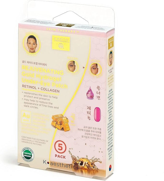 Earth Therapeutics Recovery Gold Hydrogel Under-Eye Patch – Retinol + Collagen (5 Pairs = 10 Patches)