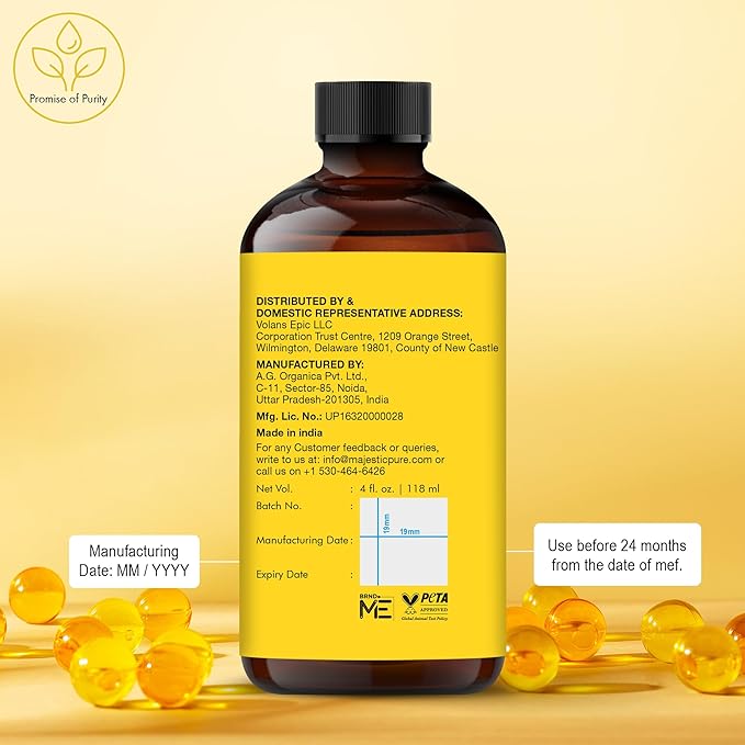 Majestic Pure Vitamin E Oil 4 Oz Vitamin E oil for Skin, Face Oil, Hair Oil and Body Oil- 100% Pure and Natural, 70,000 IU- Cold Pressed Hexane Free Non-GMO Gluten Free Formula