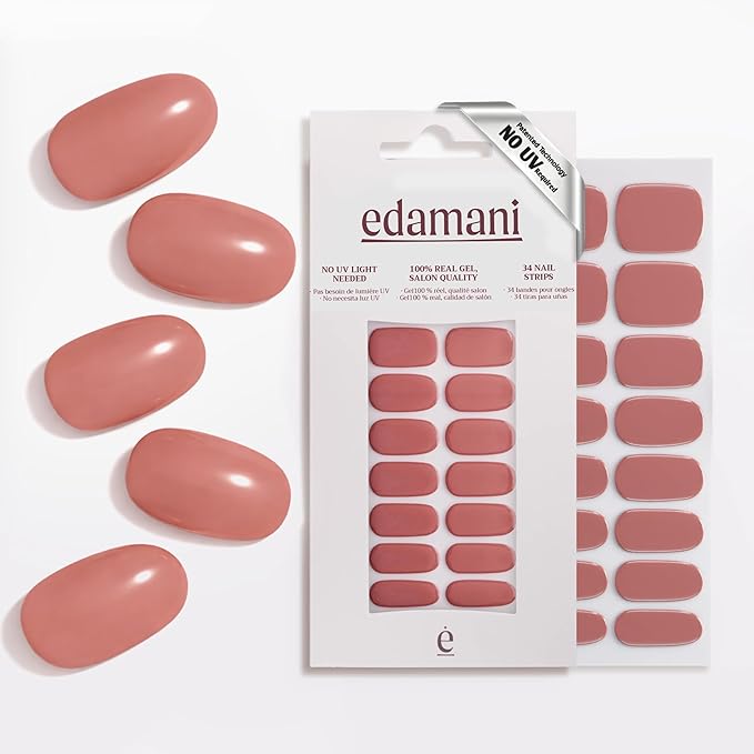 34 Piece Fully Cured Gel Nail Strips With No UV Light Needed, 14+ Days Gel Nail Polish Stickers, Salon Quality, Easy to Apply & Remove – Toxin Free, No Damage (Bare Bliss)