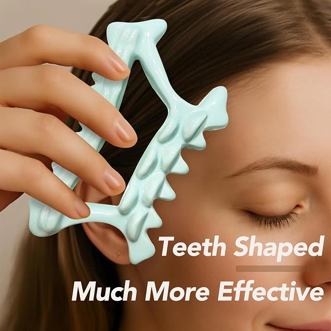Teeth Shaped Ceramic Massage Tool for Head Face Neck Arm Back Leg|Effective Head Scalp Comb|Trigger Point Massager Tool|Ceramic Whole Body Gua Sha Facial Tools for Relaxing Beauty Youth (Green)