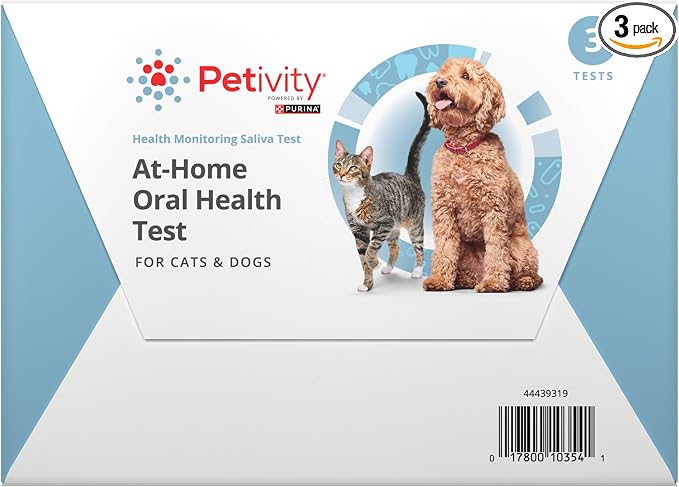 Petivity At-Home Oral Health Test for Cats & Dogs — 10-Second Dental Check Kit by Purina — Simple Saliva Swab to Detect Bad Breath & Gum Issues - (Pack of 3)