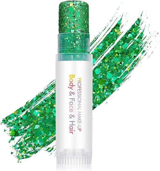 Green Body Glitter Stick, Holographic Sequins Face Glitter Neon Outfit Singer Concert Music Rave Festival Party Accessories Hair Glitter Gel.