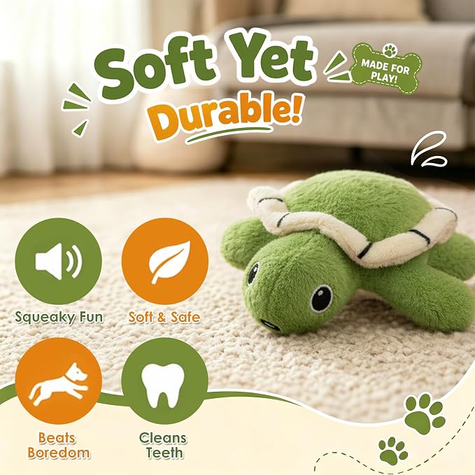 Hollypet Squeaky Hide and Seek Dog Toys for Small and Medium, 4 Turtles