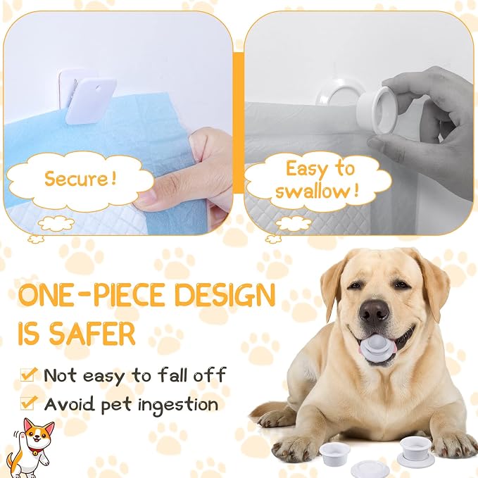 Yalikop 12 Pcs Wall Pee Pad Holder Dog Potty Training Pad Sticky Wall Clip Transparent Adhesive Clips with 6 Pcs Strong Adhesive for Dog Housebreaking Supplies(White)