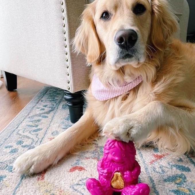 Yeti Puff & Play Interactive Dog Toy, Nugget Treat Dispenser, Pink Yeti