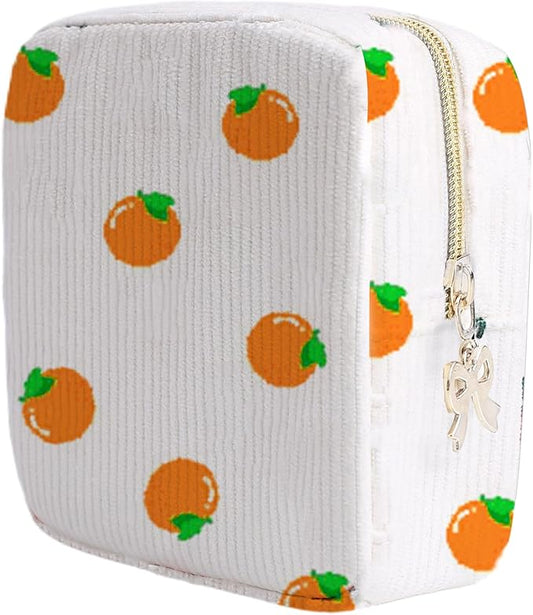 Period Bag for Women, Portable Corduroy Sanitary Napkin Storage Bag Strawberry Period Pouch with Zipper, Sanitary Pads Bag Tampons Holder for Purse, First Period