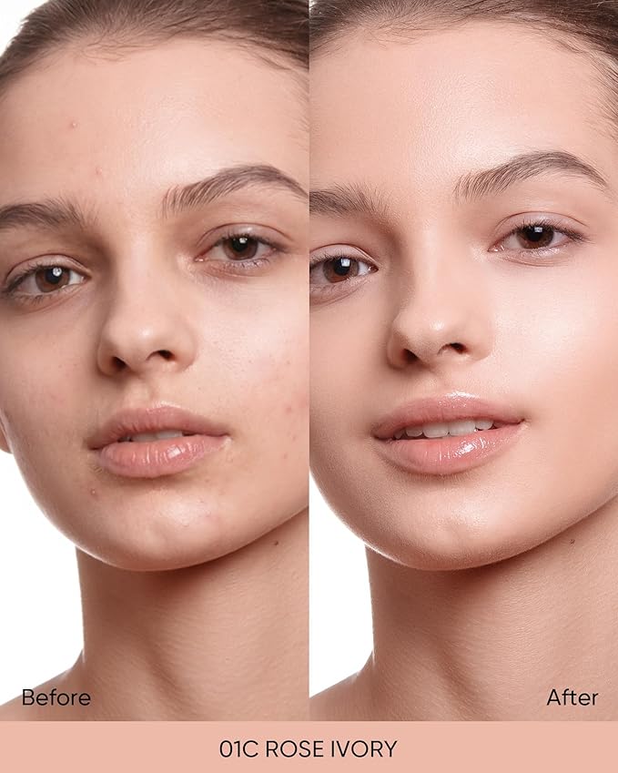 Pink Glow Cushion Foundation #01C Rose Ivory| Medium Coverage, Natural Glow Finish, Moisturizing for Dry Skin, Lightweight, Long-Lasting & Oxidation-Resistant