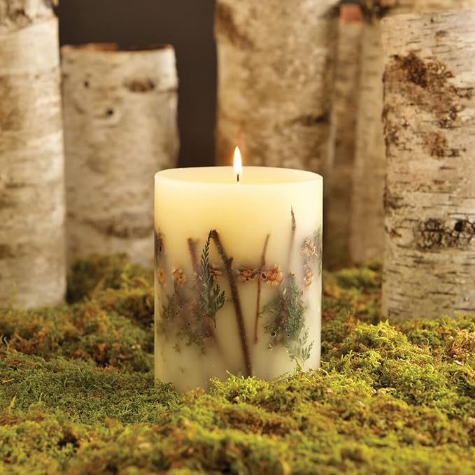 Rosy Rings Forest Round Botanical Candle 120 Hour Burn Time - Notes of Clary Sage, Creamy Sandal, White Musk Aromatherapy Candles, Woodsy Scent Aroma Luxury Candles, Long Lasting Candles Decor 5.5" H