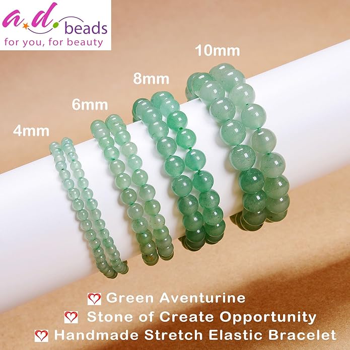 AD Beads Handmade Gemstone Stretch Elastic Bracelet Crystal Healing Reiki Nature's Beauty and Spiritual Essence Unisex