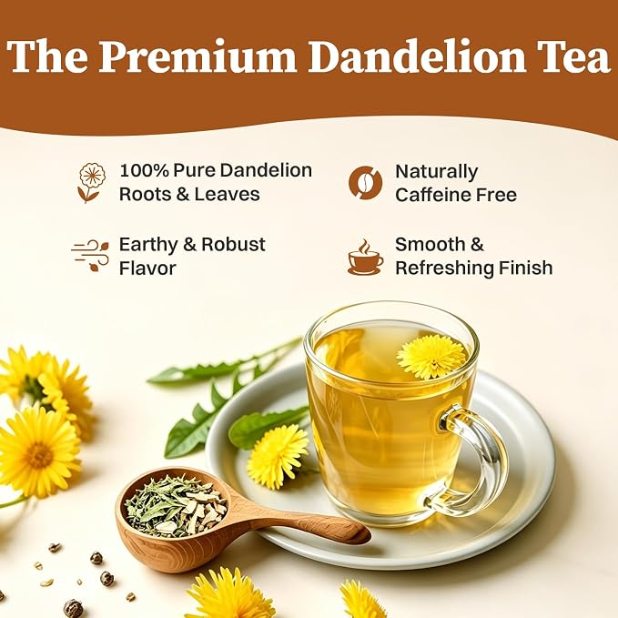 SKMTT Dandelion Root Tea Bags, 120 Count (2g/bag) – Natural Dandelion Leaf & Root Herbal Tea, Caffeine Free & Non-GMO, Roasted Earthy Flavor