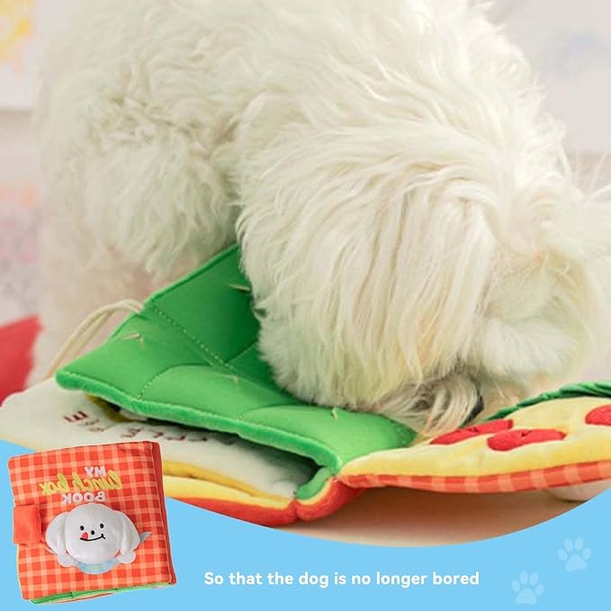 Dog Enrichment Toys, Interactive Sniff Mat Cute Slow Feeder Dog Snuffle Book Interactive Dog Toys Dog Feeding Mat Squeaky Snuffle Mat Puzzle Toys for Pet