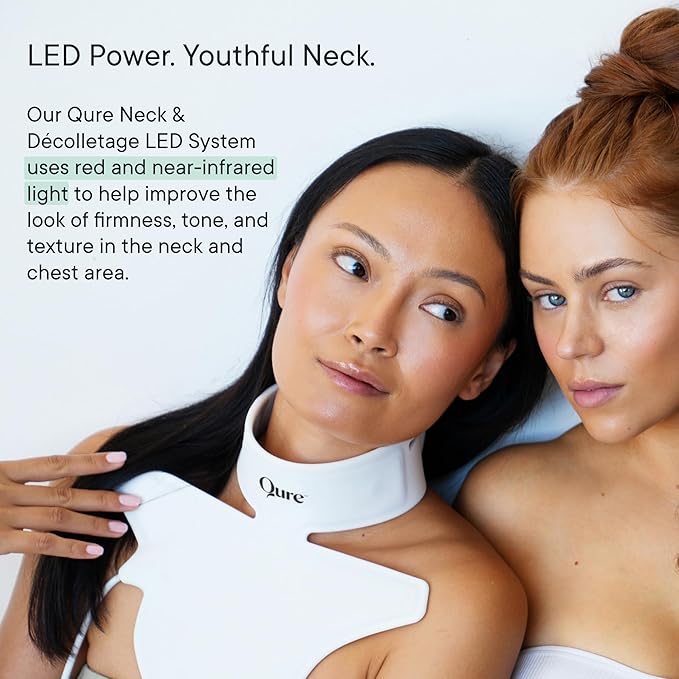 Qure Neck & Décolletage & Chest LED System, Red Light Therapy with 2 Wavelengths of Light, Red 633nm and Near-Infrared 830nm
